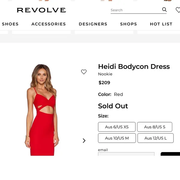 Nookie Red Heidi Bodycon Dress‎ Date Night Prom Formal Cocktail Miami Size 6 - Image 4