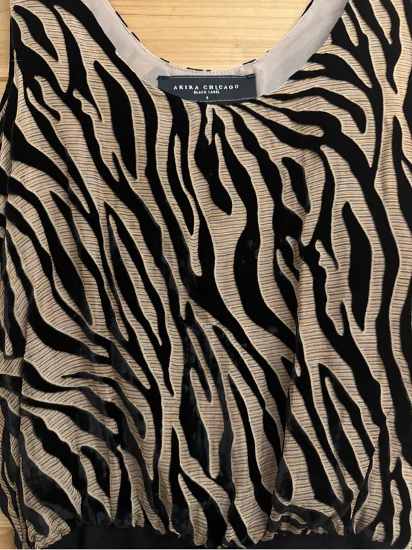 Akira Chicago Black Label Small Zebra Stripe Print Blouson Tank Mini Dress Club - Image 5