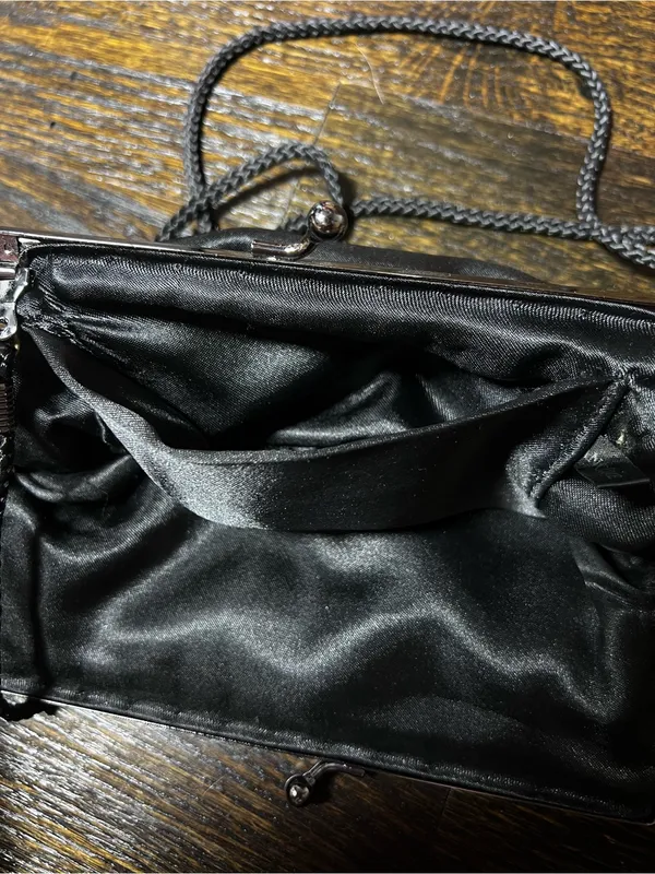 Lancôme Vintage Black Sequin and Beaded Evening Bag/Clutch with Crossbody Strap - Image 9