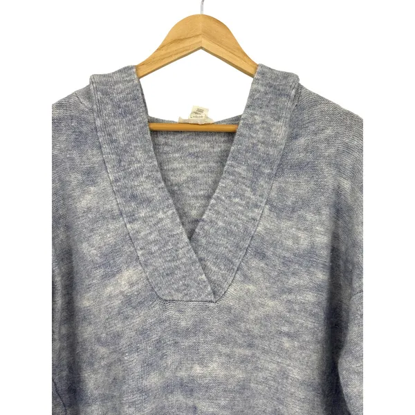 LOFT Lounge Sweater Womens Small Blue Hooded V-Neck Knit Pullover Relaxed Soft - Image 4