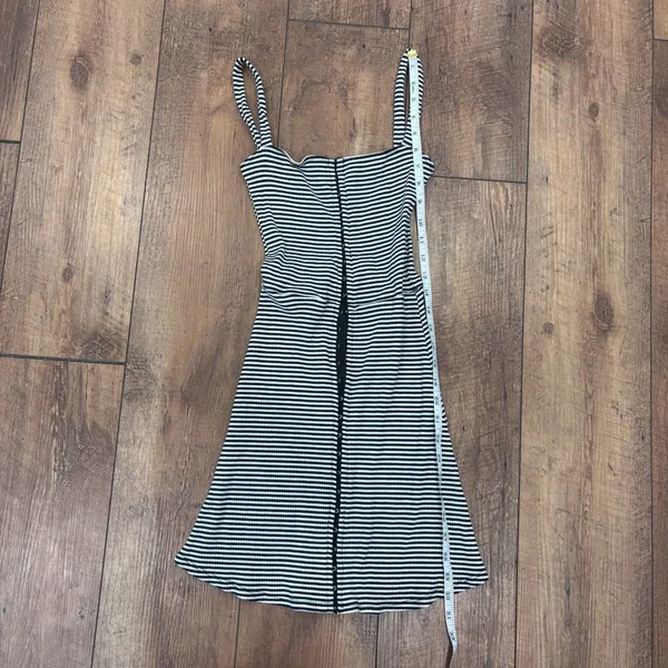 Reformation Nellie Hook Eye Striped Mini Dress Black White XS Elevated Basics - Image 8