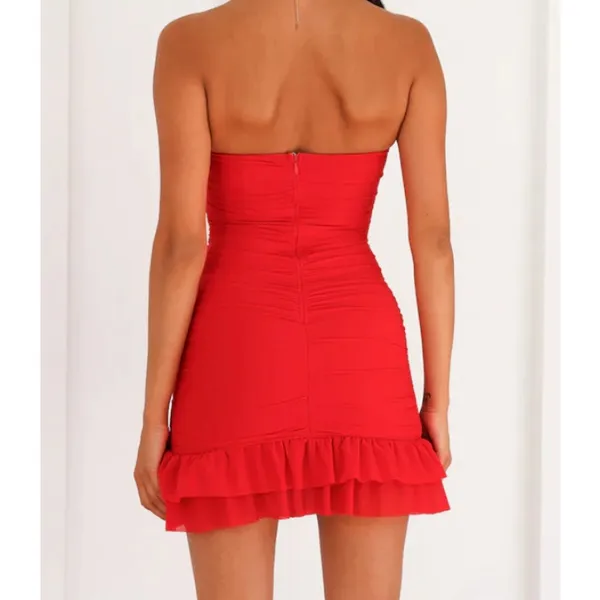 Hello Molly Blossoming Romance Strapless Ruched Cutout Mini Dress Red 6 - Image 2