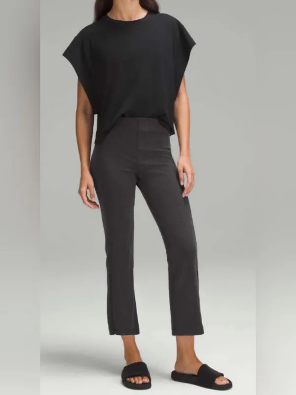 lululemon Ribbed Softstreme Zip leg High Rise Cropped 25” Pants Black Size 12 - Image 12