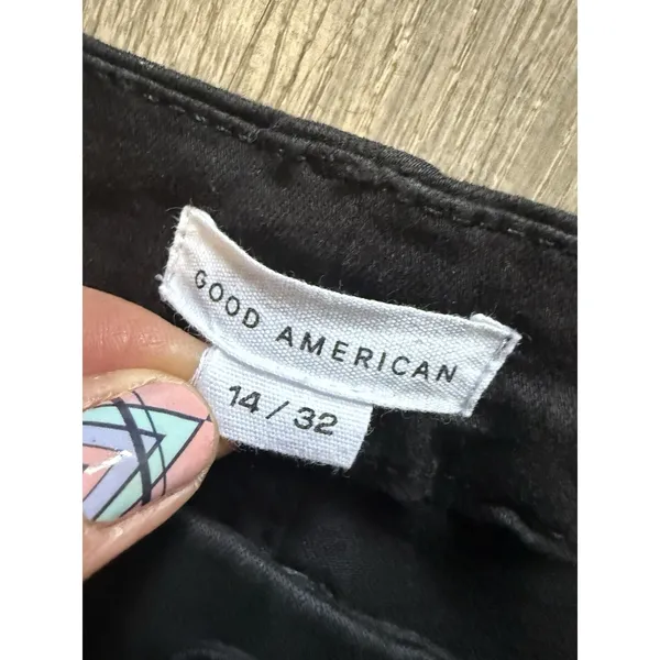 Good American Good Classic Coated Jeans Women's 14/32 Black‎ Stretch High Rise - Image 2