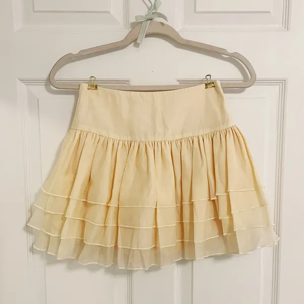 White Cream Kawaii Harujuku Shabby Chic Cottagecore Tiered Mini Skirt Skort - Image 7