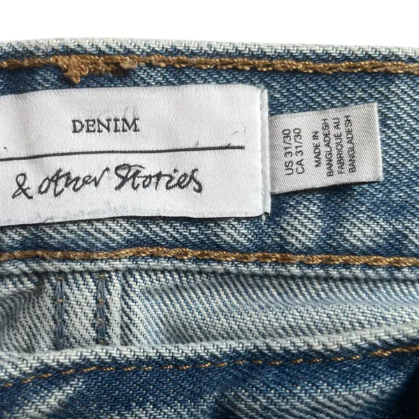 & OTHER STORIES Blue Stonewashed Denim Straight Leg Button-Fly Jeans - Sz 31/30 - Image 10