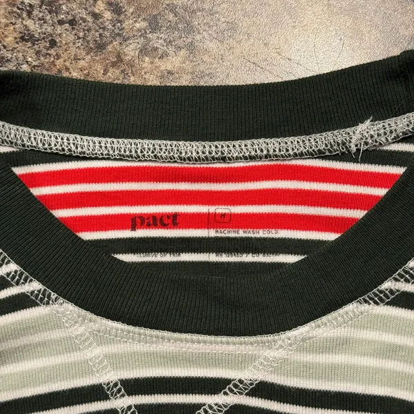 Pact Pajama Top Preppy Y2K Retro Casual 90s Comfy Casual Flurry Stripe Medium - Image 3