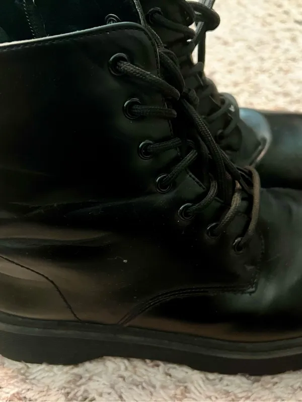 Black Lace-Up Platform Ankle Boots for Women - Image 2