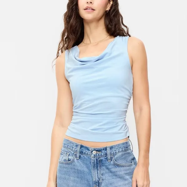 NWT Baby Blue / Light Blue Old Navy Side Cinched Cowl Neck Tank Top L - Image 2
