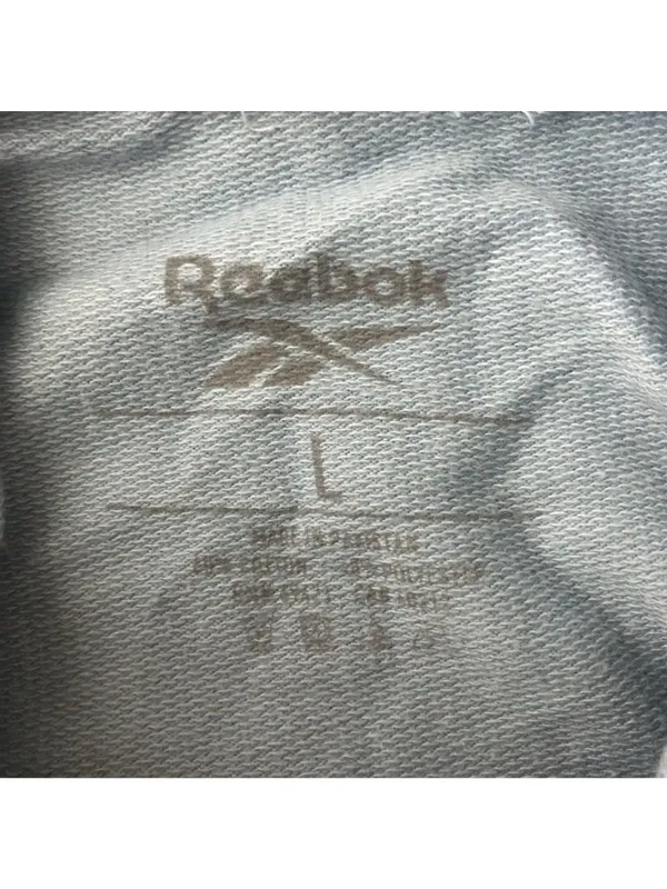Reebok Womens Hoodie French Terry Pullover Pockets Logo Graphic Print Blue L - Image 3