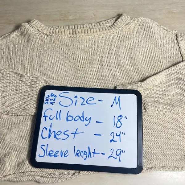 We The Free Free People Womens Oversized Knit Sweater Cream Beige Medium OB10036 - Image 11