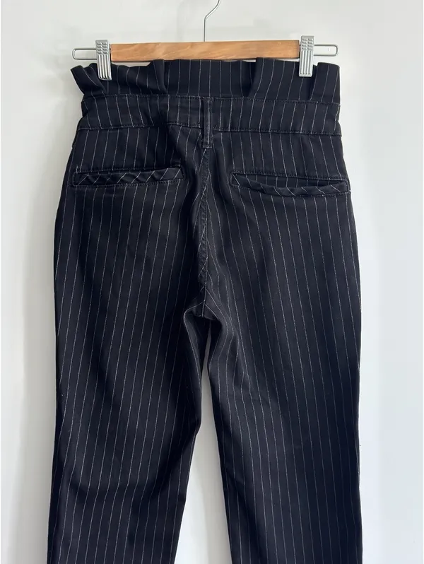 Free People Montella Pinstripe Crop Skinny Pants Black Button Fly size 4 - Image 10