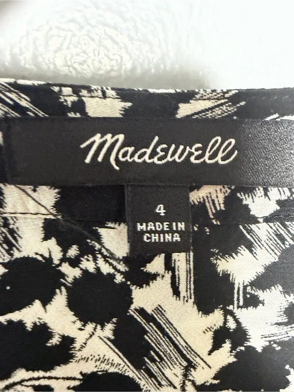 Madewell Black and White Floral Mini Dress - Image 6