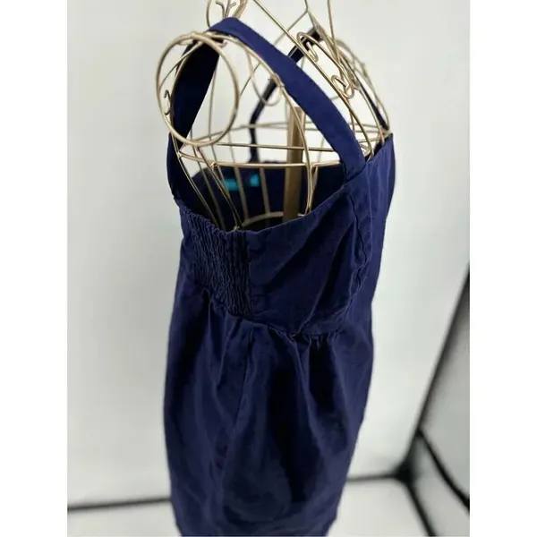 Tori Richard Navy Palm Tree Print Mini Dress Women Size 6 Tropical Resort - Image 6