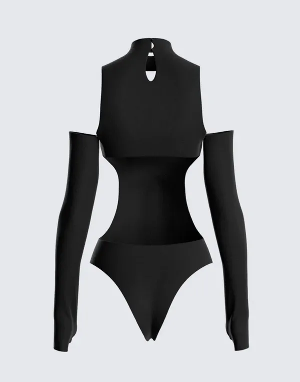 Cut Out Bodysuit Black - Image 3