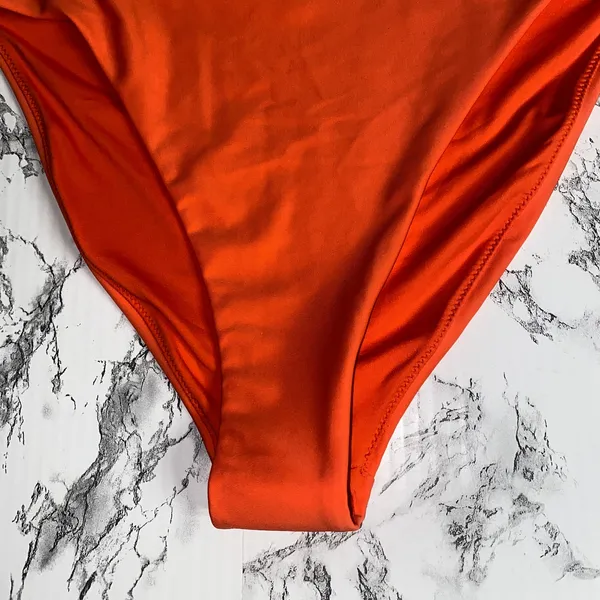 NWT Quince Sunset Orange Italian High-Rise High-Leg Bikini Bottoms Size Medium - Image 5