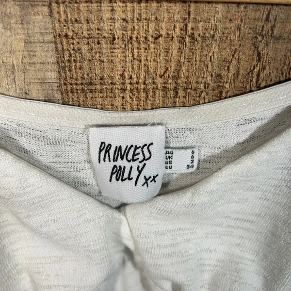 Princess Polly White Semi Sheer Off Shoulder Crop Top Long Sleeve Coquette - Image 5