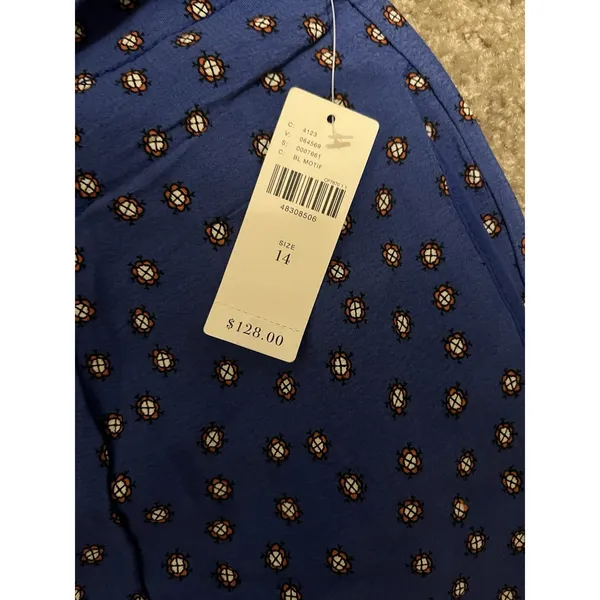 EttiTwa By Anthropologie Printed patterned Wide-Leg Trouser Pants size 14 Blue - Image 7