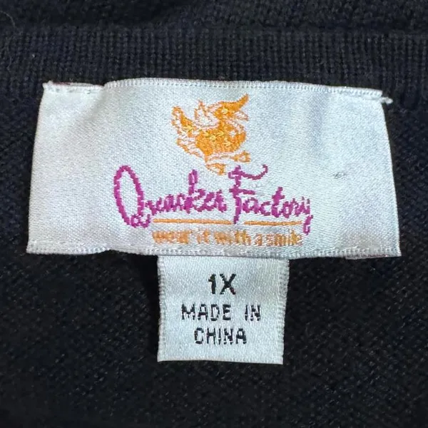 Quacker Factory Vintage Black Rose Sequin Embroidery Cardigan Plus Size 1X - Image 4