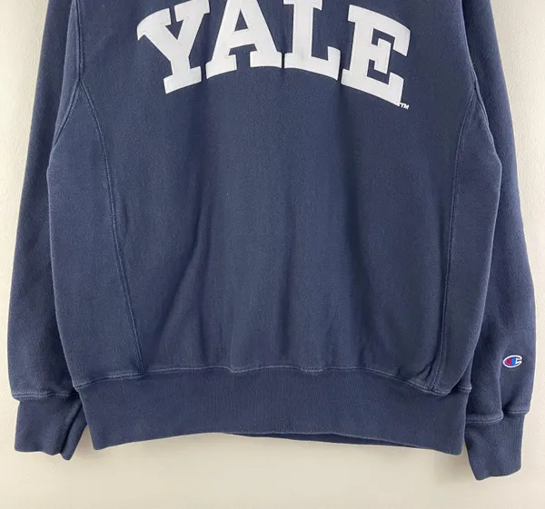 Vintage 90’s Navy Blue White “YALE” Reverse Weave Crewneck Pullover - Image 4