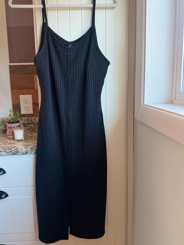 NWOT Say What? Black Ribbed Button-Front Midi Slip Dress Size XL - Image 2