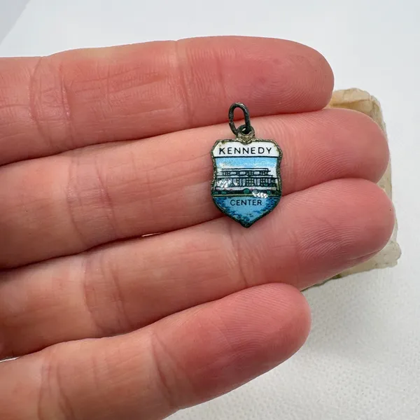 Vintage Kennedy Center Enamel Shield Charm Silver Tone Made in Germany‎ 255 - Image 4