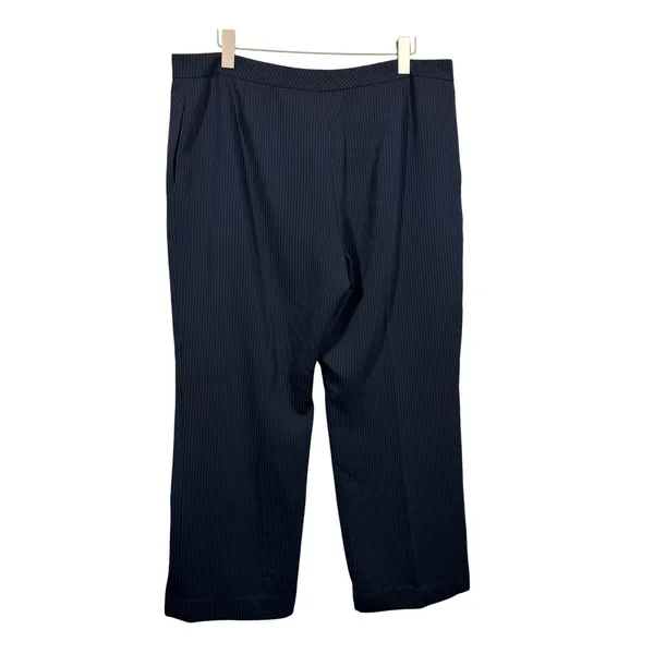 VTG Kasper Women Navy Blue Pinstripe Straight Leg Dress Pants Plus Size 18 Lined - Image 3