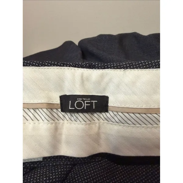 Loft- Marisa Trouser Black Grey Textured Straight Leg Work Dress Pants Size 4 - Image 3