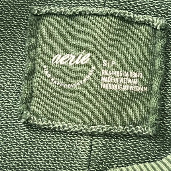 Aerie Distressed Oversized Sweatshirt Women's‎ S/P Olive Green Crewneck Pullover - Image 3