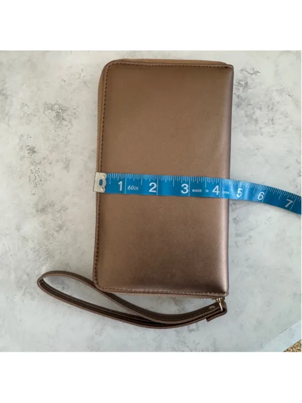 Women's Metallic Bronze Wristlet Wallet with Power Bank & USB Charger - Image 8