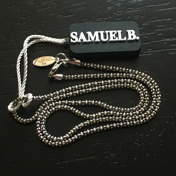 SAMUEL B Oxidized Sterling Silver Necklace Popcorn Chain 18 inches Brand New - Image 3