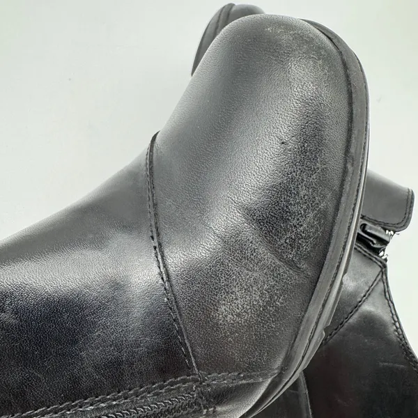 Clarks Bendables Booties Womens‎ 7M Black Leather Side Zip Block Heel Comfort - Image 9
