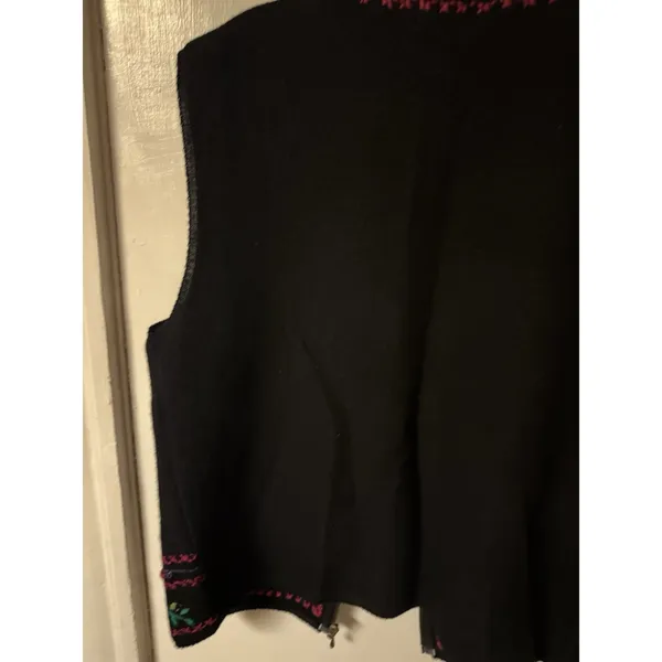 Vntg Napa Valley‎ 100% Wool Embroidered Zip Cardigan Size M - Image 12