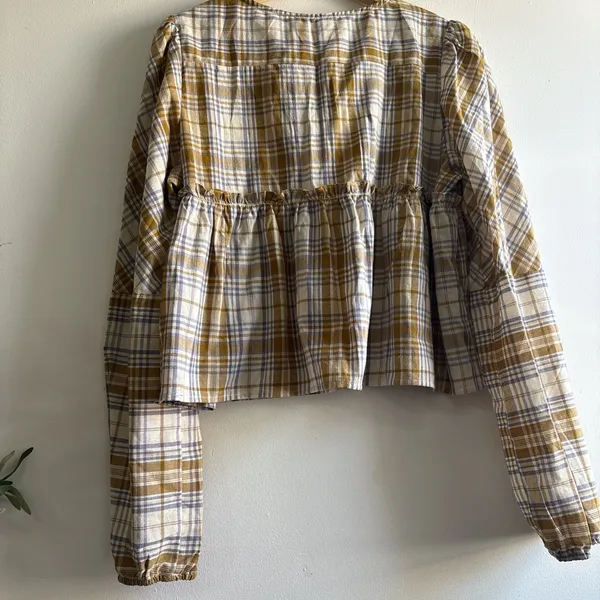 So Me Plaid Blouse in Brown and Cream - Image 4