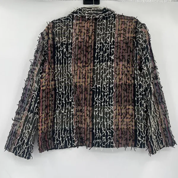 Silver Stream Textured Womens Shacket XL Artsy Lagenlook Boho Y2K Patchwork - Image 6