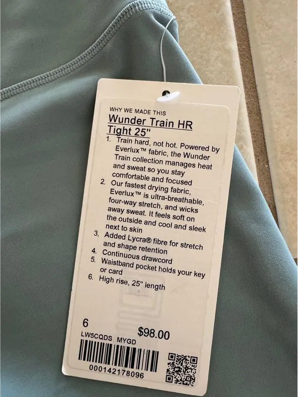 Lululemon Wunder Train High Rise 25” Misty Glade Size 6 NWT - Image 5