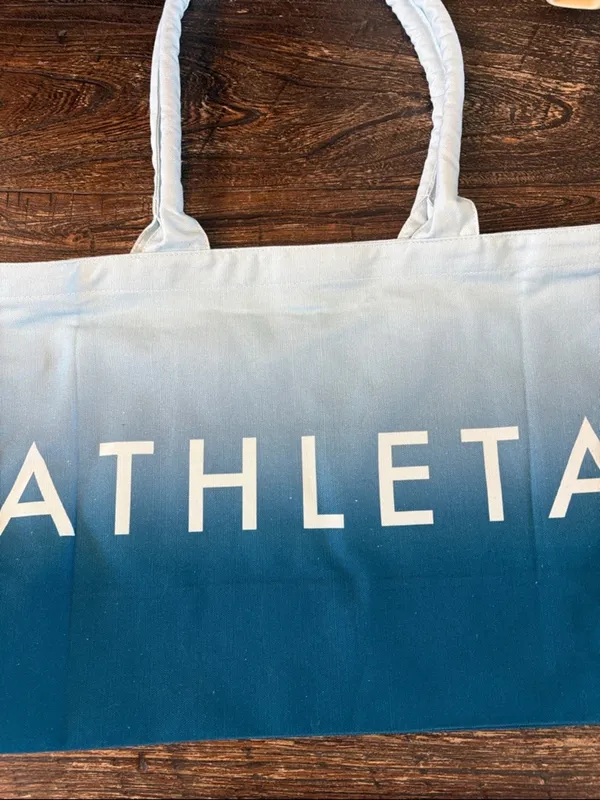 Athleta Double Handle Ombre Canvas Tote Bag Blue and White NWOT‎ - Image 3