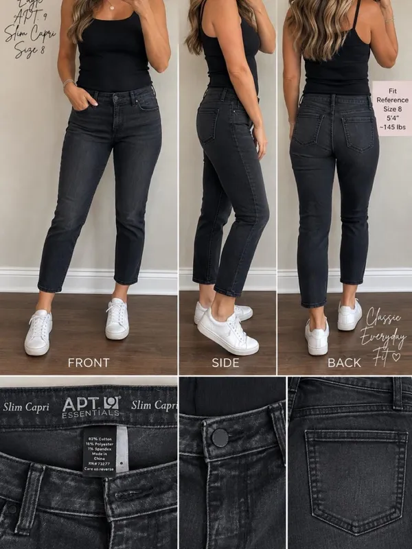 APT. 9 Faded Black Slim Capri Stretch Jeans | Size 8 - Image 5