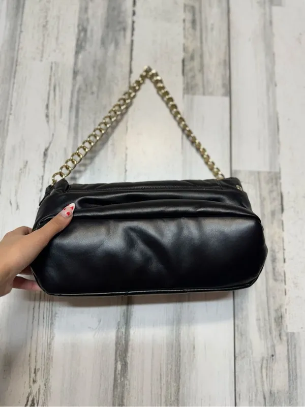 Grossi Black Quilted Puffer Shoulder Bag Gold Chain Strap Faux Leather Handbag - Image 5