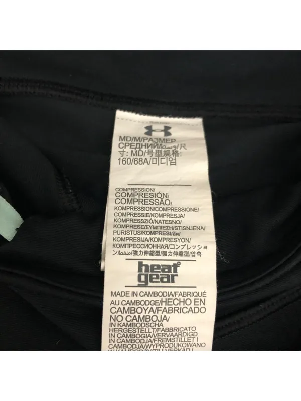 Under Armour HeatGear Black Compression Leggings Mint Accents Zip Pocket M - Image 5
