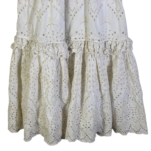 Cleobella Cherie Midi Dress Eyelet Lace Ruffle Size S White Cottagecore Prairie - Image 5
