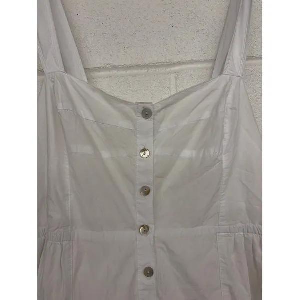 NWT Madewell Sz 8 White Button-Front Tiered Cotton Poplin Sleeveless Midi Dress - Image 4