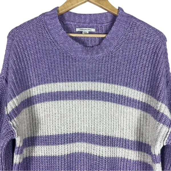 American Eagle Oversized Slouchy Sweater Womens S Purple Knit Cozy Clean Girl - Image 3