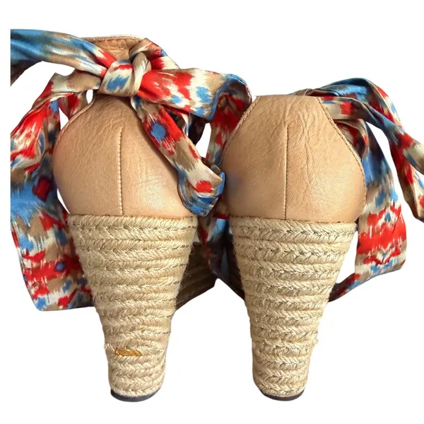UGG Lucianna Marrakesh Ikat‎ Ribbon Tie Espadrille Wedge Sandals 9.5 - Image 4