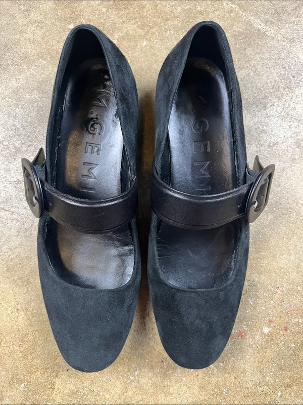 M. Gemi Adelina Black Genuine Suede and Leather Buckle Mary Jane Size: 36 (US 6) - Image 3