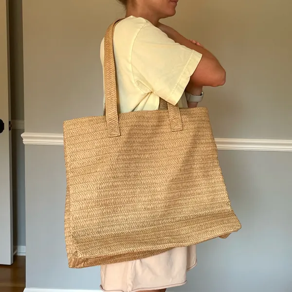 LS Live In Style On Beach Time Straw Tote Bag NWT Tan - Image 2