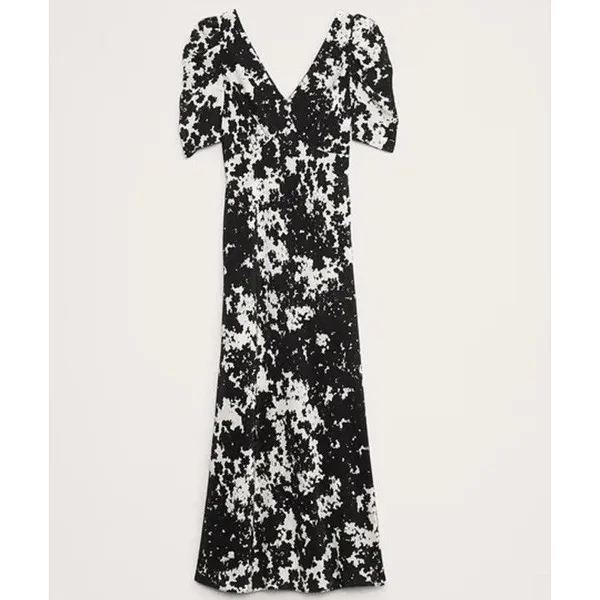 Banana Republic Matte Silk Maxi dress Sz 18 Babydoll Floral Vintage Inspired - Image 9