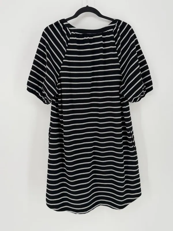 Cuddl Duds‎ Black White Striped T-Shirt Dress Women's Large Casual Coastal - Image 4