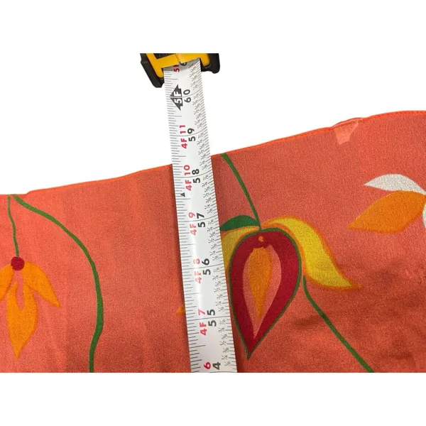 Made in Italy Orange Floral Scarf 100% Polyester Sheer Lightweight Wrap - Image 7