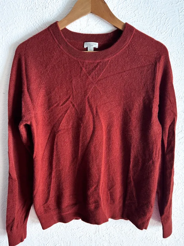 Garnet Hill Essential Washable-Cashmere Sweatshirt Sweater Burnt Orange Small - Image 2